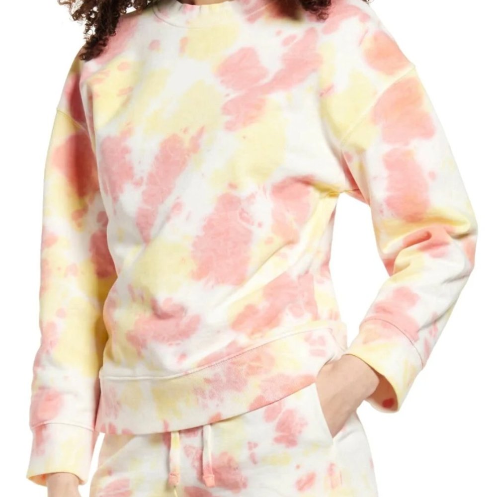 BP. Women's Sweatshirt Pink Size Small S Tie-Dye Fleece Pullover